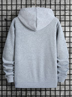 Men's autumn and winter casual fashion loose and comfortable letter print long sleeved hooded sweatshirt warm pullover