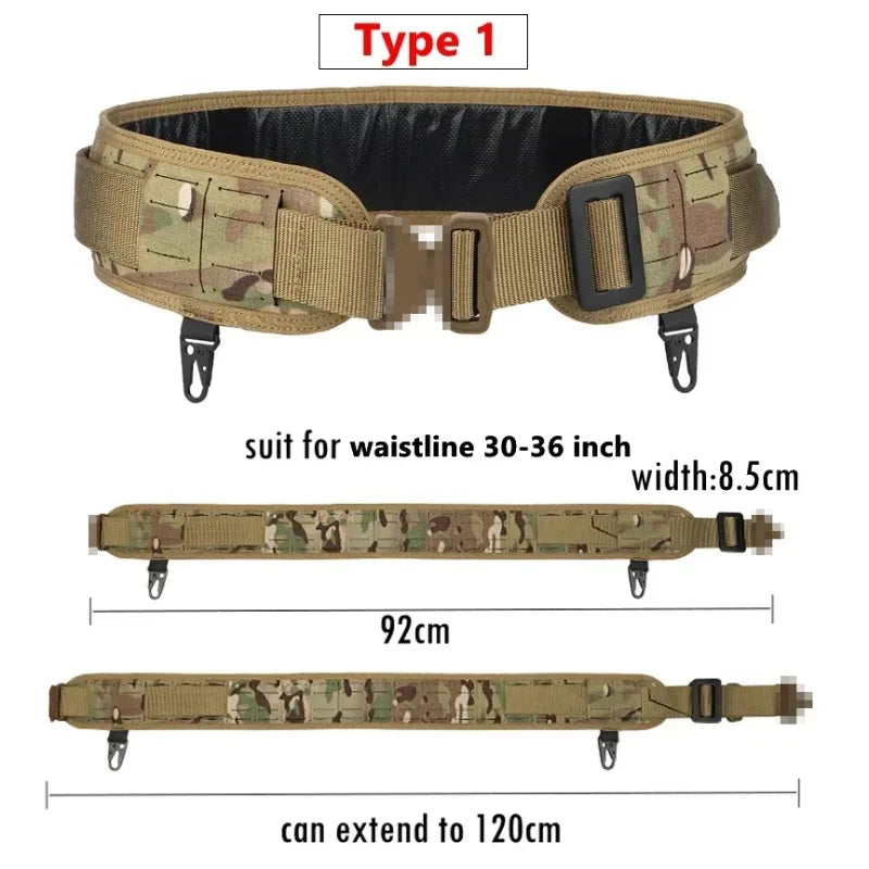 Tactical Padded Belt Airsoft CS Combat Molle Airsoft Girdle Duty Paintball Waist Belts War Game Hunting Accessories