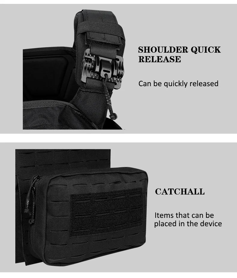 Artex New Combat Vest 6094 Quick Detachable Light Laser Cut Tactical Vest Black Gear to Carry Airsoft Carrier Combat equipment