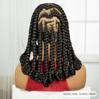 Synthetic Full Lace Bantu Braids Wig with Baby Hair 14Inch Natural Lace Front Braided Wig Handmade Cornrow Braid for Black Women