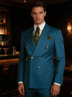 Men's Double Breasted Tuxedo Suit Shawl Lapel Slim Fit 2 Piece Blazer & Pants Formal Business Luxury Suits Casual Wedding Groom