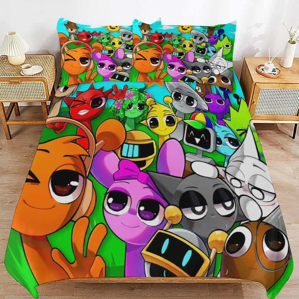 Sprunki Bedding Set 3D Printed Anime Game Skin-Friendly Suitable for Bedroom Duvet Cover Set With Pillowcases Kids Home Textile