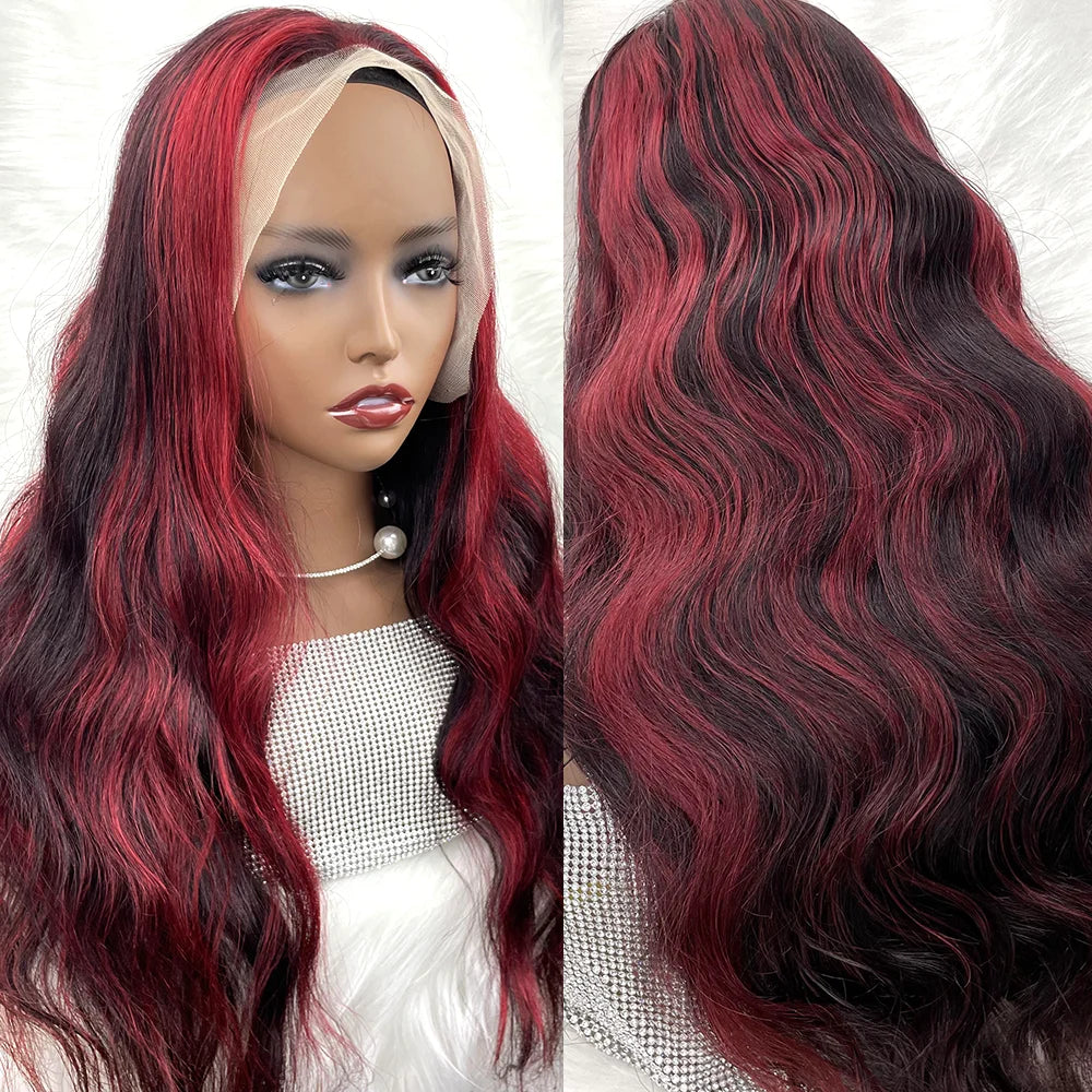 Highlight Wig Human Hair 1B 99J Burgundy Body Wave Lace Front Wigs For Woman 13x4 HD Lace Frontal Wig Colored Human Hair Wigs