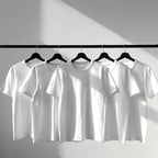 Heavyweight Impermeable 300g Carbon Matte Pure Cotton Thick Short Sleeved T-shirt Men and Women Pure White Simple Base Shirt