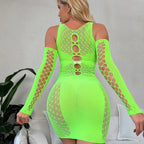 Hollow Out Sexy Nightdress Lingerie Lace Fishnet Pajamas Sexy Beachwear Mini Dress Erotic Hot Babydoll Dress Exotic Costumes