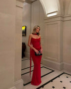 Mingmingxi Elegant Maxi Wedding Guest Dress Set Sexy Strapless Blue Cropped Top Set Bodycon Holiday Party Dresses Women
