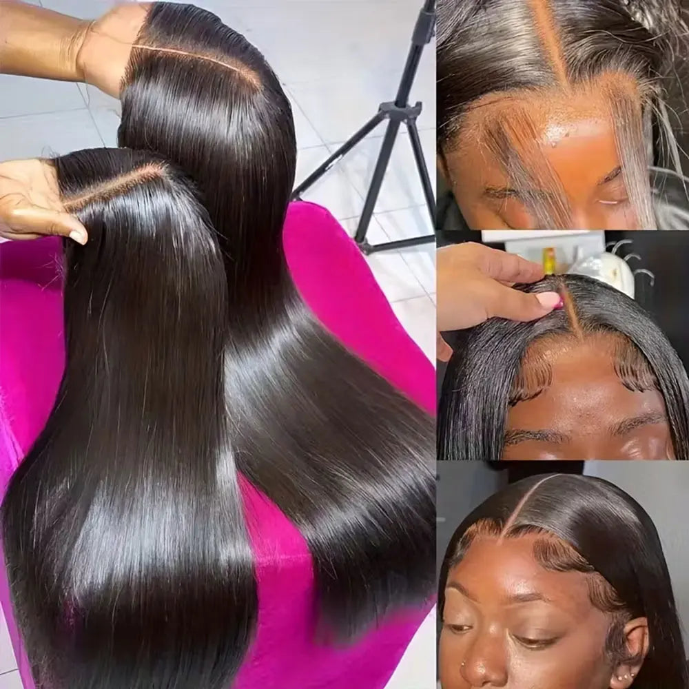 250 Density 40 42 Inch Straight Lace Front Human Hair Wigs 13x4 13x6 HD Lace Frontal Wig Remy Glueless Straight Human Hair Wigs