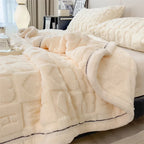 Solid Color Taffeta Velvet Carved Blanket Thick Double-Sided Plush Multifunctional Blanket Office Nap Quilt for All Seasons