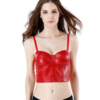 Wechery Women Leather Corset Top Crop Bustier Gothic Bra Push Up Bodice Sexy Lingerie Corselet Party Short Camis Plus Size 6XL