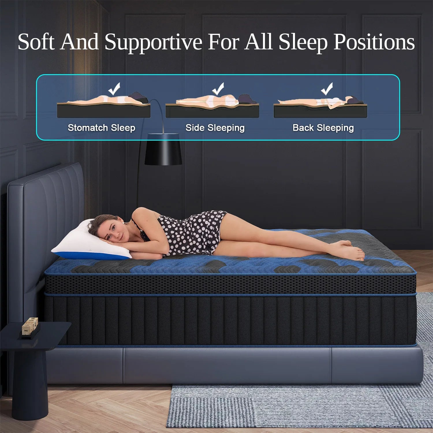 14Inch Twin Full Queen King Mattress in A Box, Hybrid Memory Mattresses Euro Top Medium Firm for Back & Lumbar Support