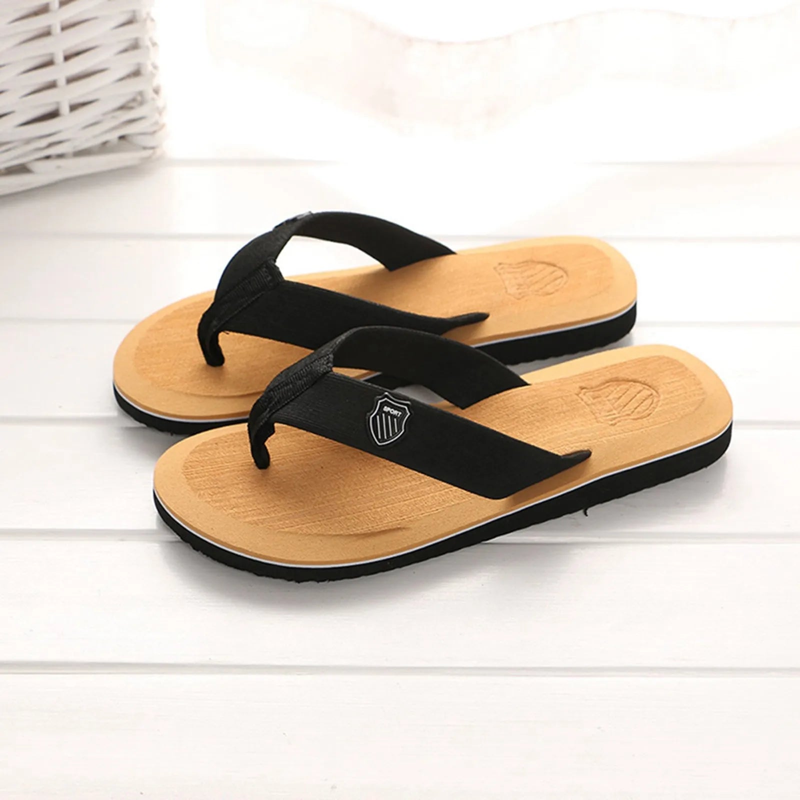 Men'S Flip Flops Simple Men'S Flip Flops Lightweight Casual Slippers Non-Slip Clip Foot Beach Vacation Seaside Play Comfortable
