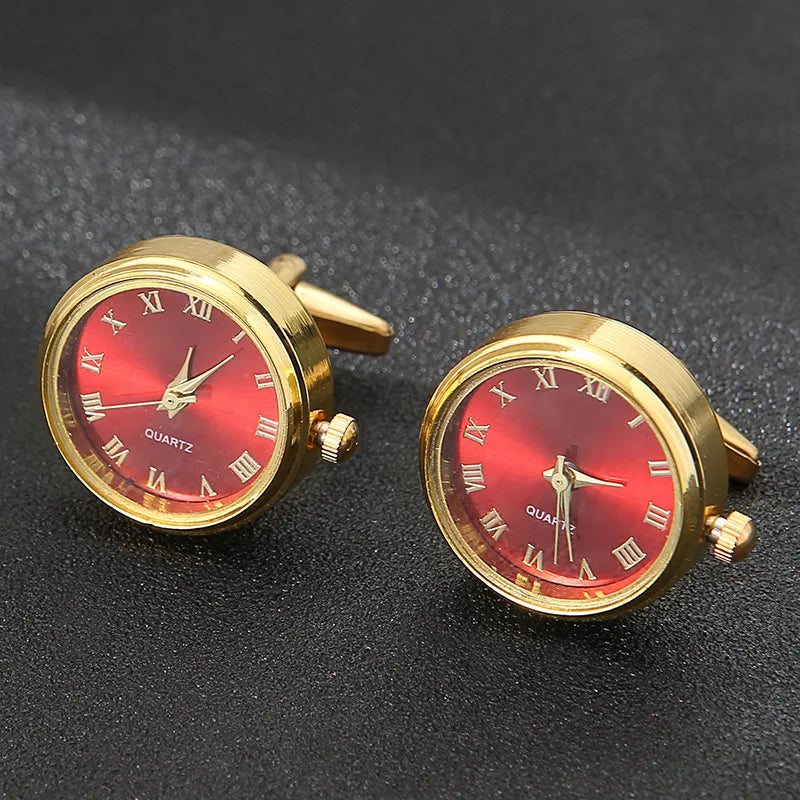 Luxury Cufflinks Watch Rotatable Electronic Functional Buckle Business Mens Cufflinks Gold Slivery Mechanical Watch Cuff Links