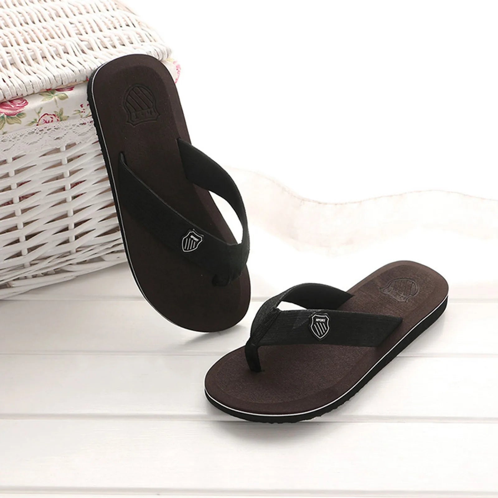 Men'S Flip Flops Simple Men'S Flip Flops Lightweight Casual Slippers Non-Slip Clip Foot Beach Vacation Seaside Play Comfortable