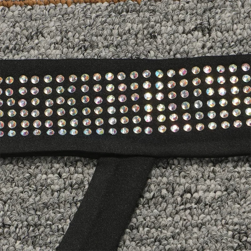 Sparkly Rhinestones Party Club Birthday Outfits for Women Two Piece Set Halter V-neck Crop Top and Mini Skirt Matching Sets