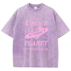 Geeate A Kinder Planet Pink Print Mans Tee Clothing Cartoon Comfort T-Shirt Round Neck T-Shirts Retro S-Xxxl Half Sleeve