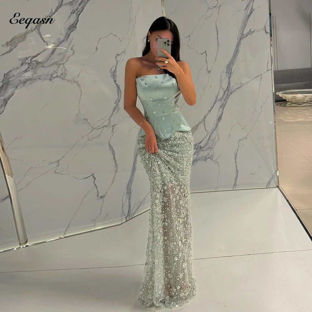 Elegant Dubai Strapless Evening Dress Long Mermaid Women Wedding Party Gown Formal Occasion Dresses Wed Customized 2026 Main image