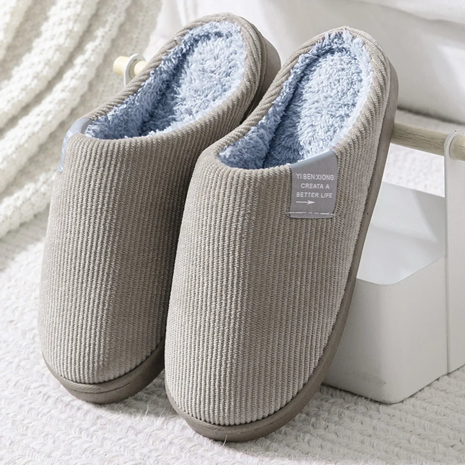 NEW Women's Men's Casual Thick Soft Bottom Home Slippers Household Plush Slippers Anti-slip Thermal Slippers Indoor Winter Flats Secondary image