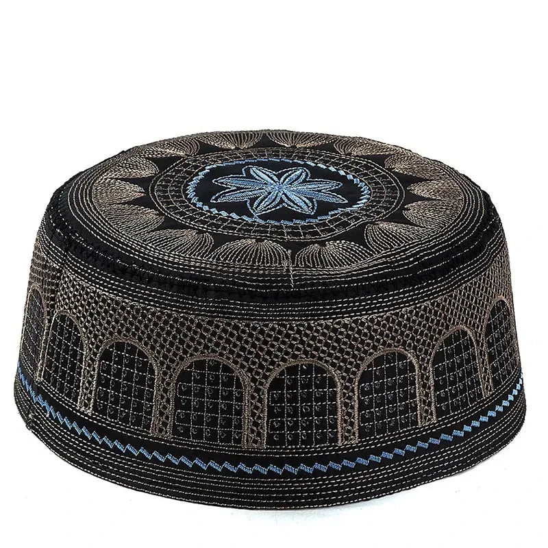New Muslim Men Prayer Cap Hat Cotton Embroidery Saudi Arabia Islamic Hat Cap Men Headscarf Topkippot Turban  Leisure Saudi Cap