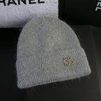Letter Fluffy Angora Fur Beanies Winter Hat for Woman Luxury Fluffy Knited Hat Bonnet Lady Autumn Winter Warm Skullies Cap