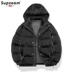 Supzoom New Arrival Casual Mens Winter Trendy Hooded Bread Couple Bright Face Starry Thickened Coat Cotton-padded Jackets