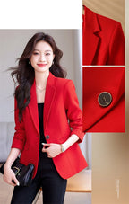 Women Blazer Casual Single Button Long Sleeve Red Black White Slim Suit Ladies Office Coat Fashion New Winter Autumn Jacket 2025 & 2026
