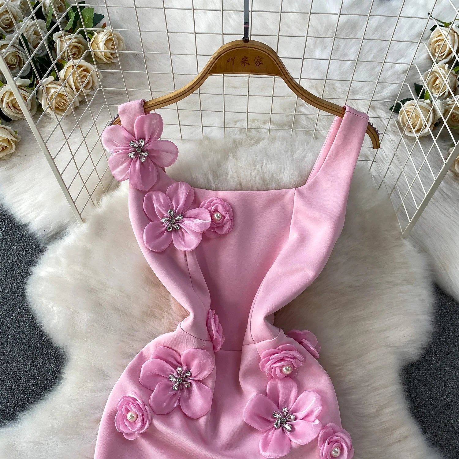 Chic vintage floral Three-dimensional Elegant Fairy korean fashion autumn Sundress women clothing