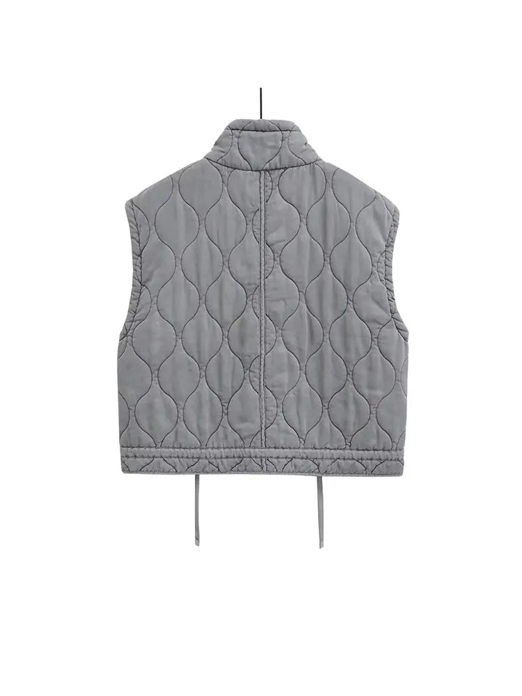 2023 Autumn Winter Fashion Washing Waistcoat Vintage Sleeveless Female Outerwear Chic Vest Tank Top Women Standing Collar Light Secondary image