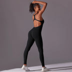 Sexy Back V Jumpsuit Gym Set Women Training Yoga Suit Sportswear Women Sports Jumpsuit Fitness Rompers Stretch Workout Bodysuits