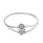 Bracelet Silver 925 Original 17-20CM Star Moon Sun Four Leaf Clover Green Zircon Bracelets Fit DIY Charms Birthday Jewelry Gifts