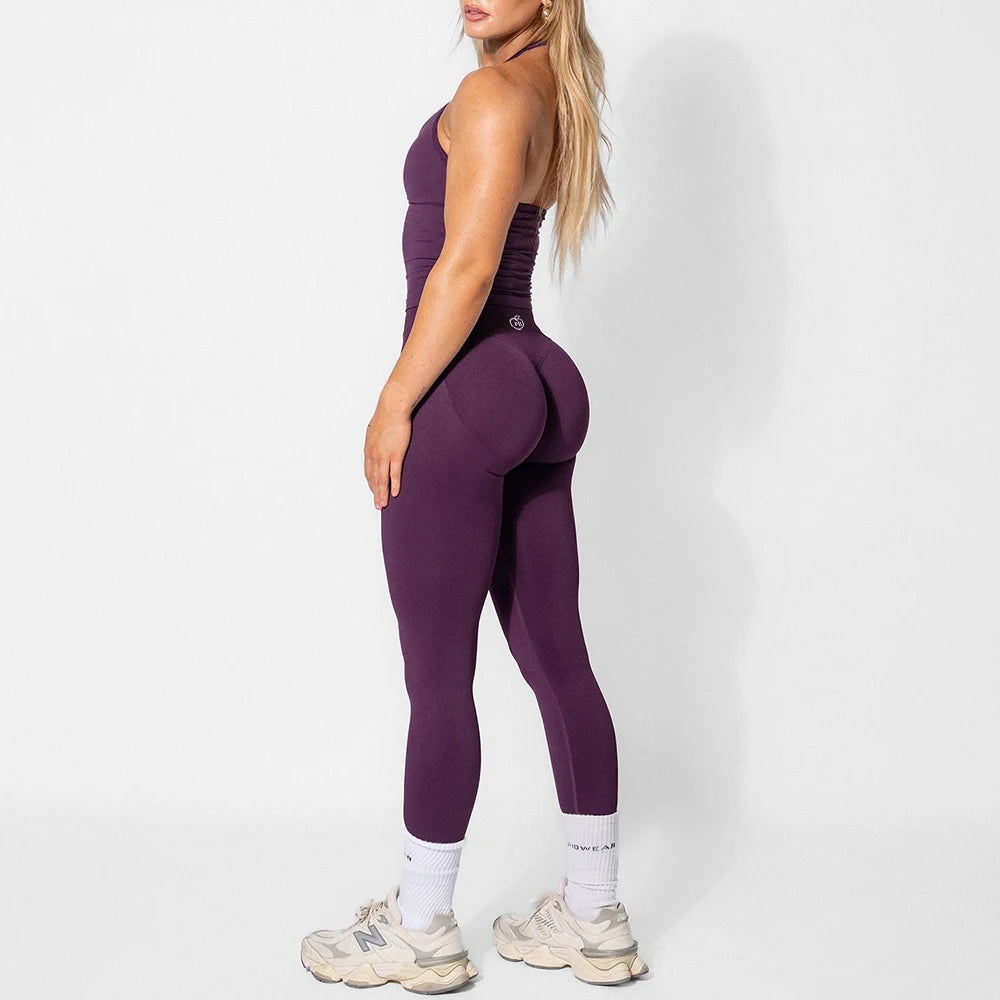 Women's Yoga Set Bum Balance Fitted Halter Tops & Shaping Pants 2pcs Yoga Sportwear Workout Gym Clothing High Waist Leggings Set Secondary image