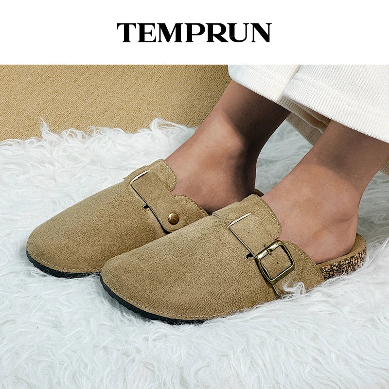 Women's Casual Closed Toe Flip-flops Summer Outdoor Slippers Couple's Flannel Sandals Comfortable Non-slip Wear-resistant Slides Secondary image
