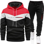 Paris Fashion Men's Hoodies Set Daily Casual Sports Hooded Sweatshirt and Jogger Pants Male Urban Trend Warm Pullover Tracksuit