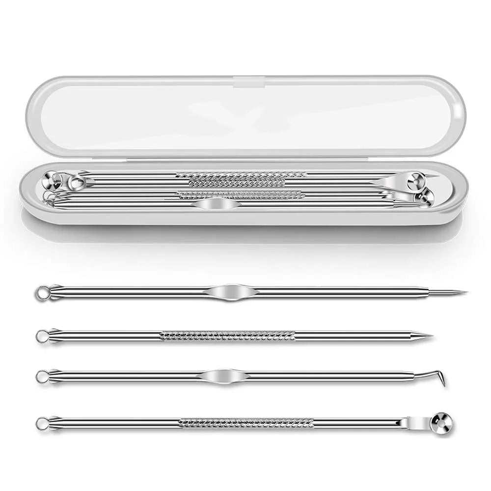 Dighealth 4PCS Stainless Steel Blackhead Remover Extraction Pimple Comedone Acne Extractor Whitehead Blemish Popper Kit Main image