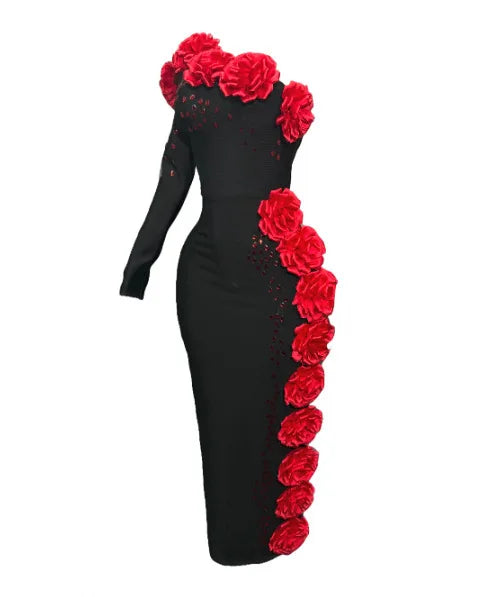 3D Flower Strapless Dress Party Dresses Ropa De Mujer French Banquet Elegant Gown Vestidos فساتين سهرة فساتين نسائيه انيقه