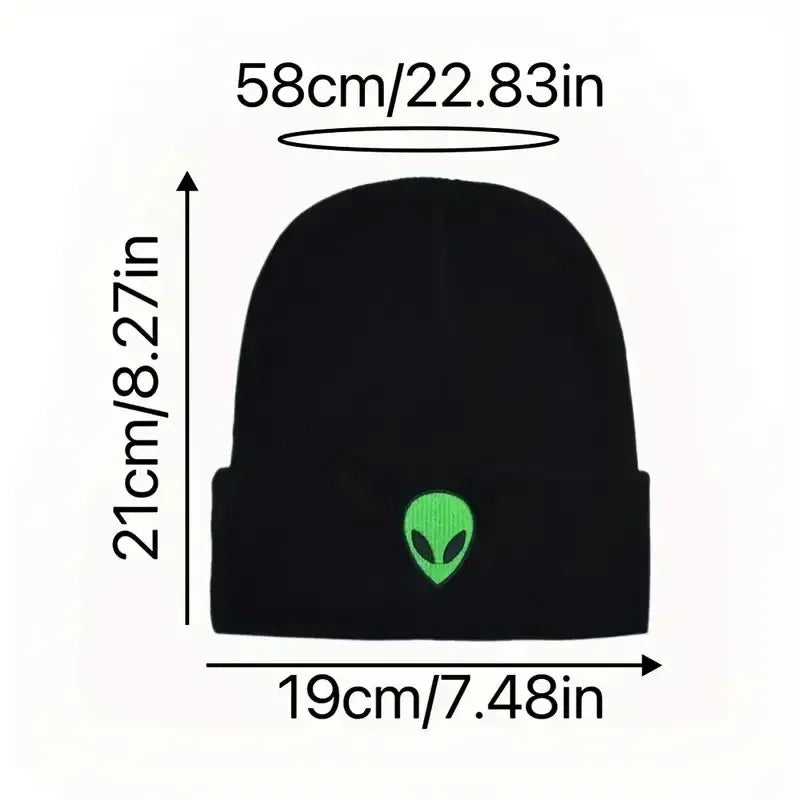 Knitted Beanies Hats Lovely Alien Ghost Skull Embroidery Cap for Autumn Winter Men Cap Warm Melon Cap Street Head Women Gifts