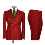Men's Double Breasted Tuxedo Suit Shawl Lapel Slim Fit 2 Piece Blazer & Pants Formal Business Luxury Suits Casual Wedding Groom
