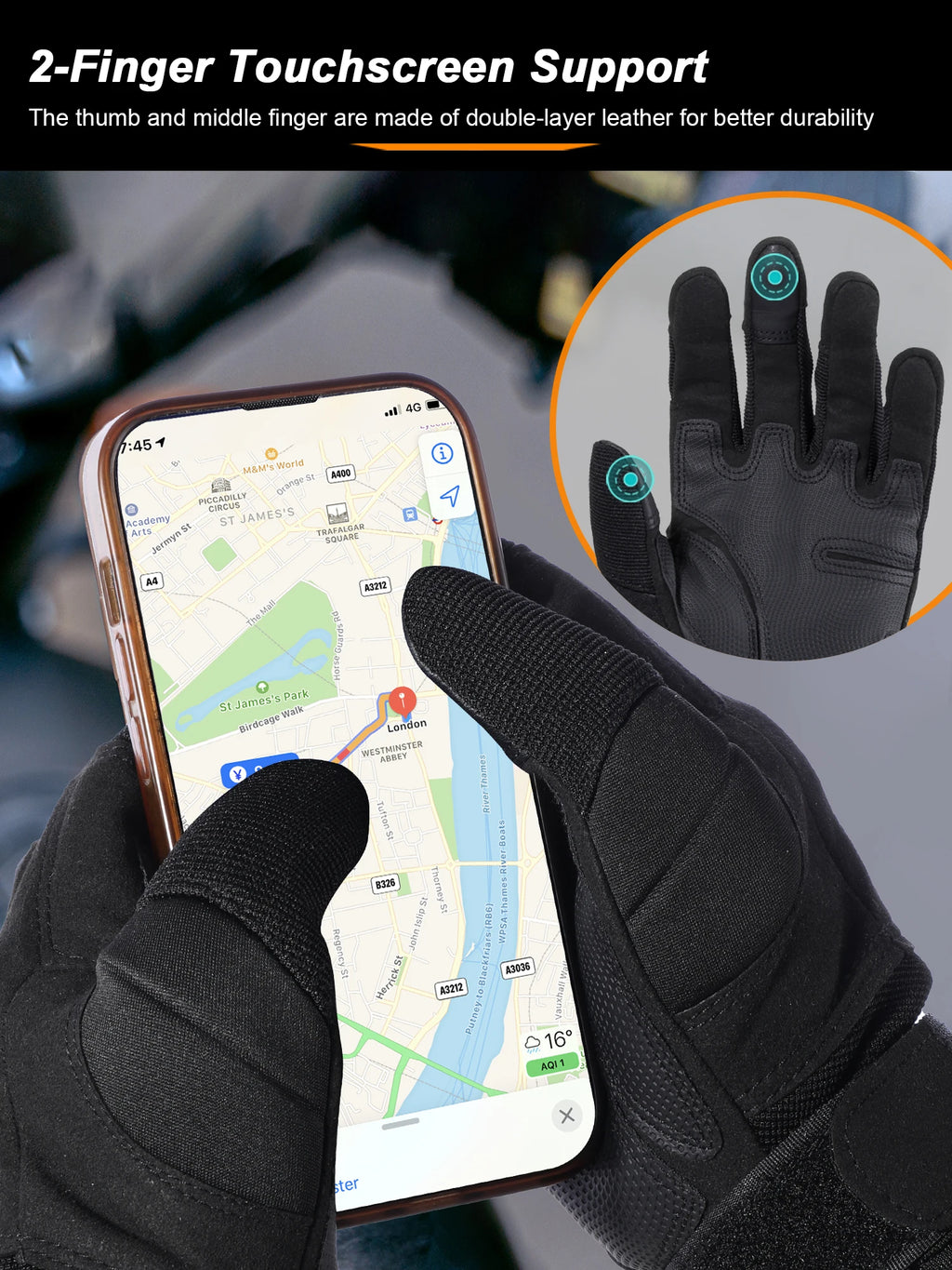 Full Finger Hiking Gloves Touch Screen Anti Slip Outdoor Gloves Breathable Grip Gloves for Hunting Cycling Fishing Camping Sport