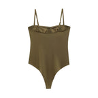 Zevity 2026 Women Sexy Spaghetti Strap Inner Style Beach Wear Bodysuits Ladies Soft Slim Swimsuit Playsuits Mujer Rompers LS9043