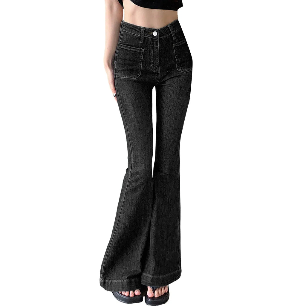 Women'S High Waisted Slim Fit Trousers Micro Flared Jeans Retro New Micro Flared Pants Straight Street Style Women'S Pants