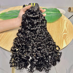 Burmese Curly Human Hair Bundles #1B Natural Color Wavy Raw Virgin Hair Weave Extensions Bouncy Curly 100% Human Hair For Women