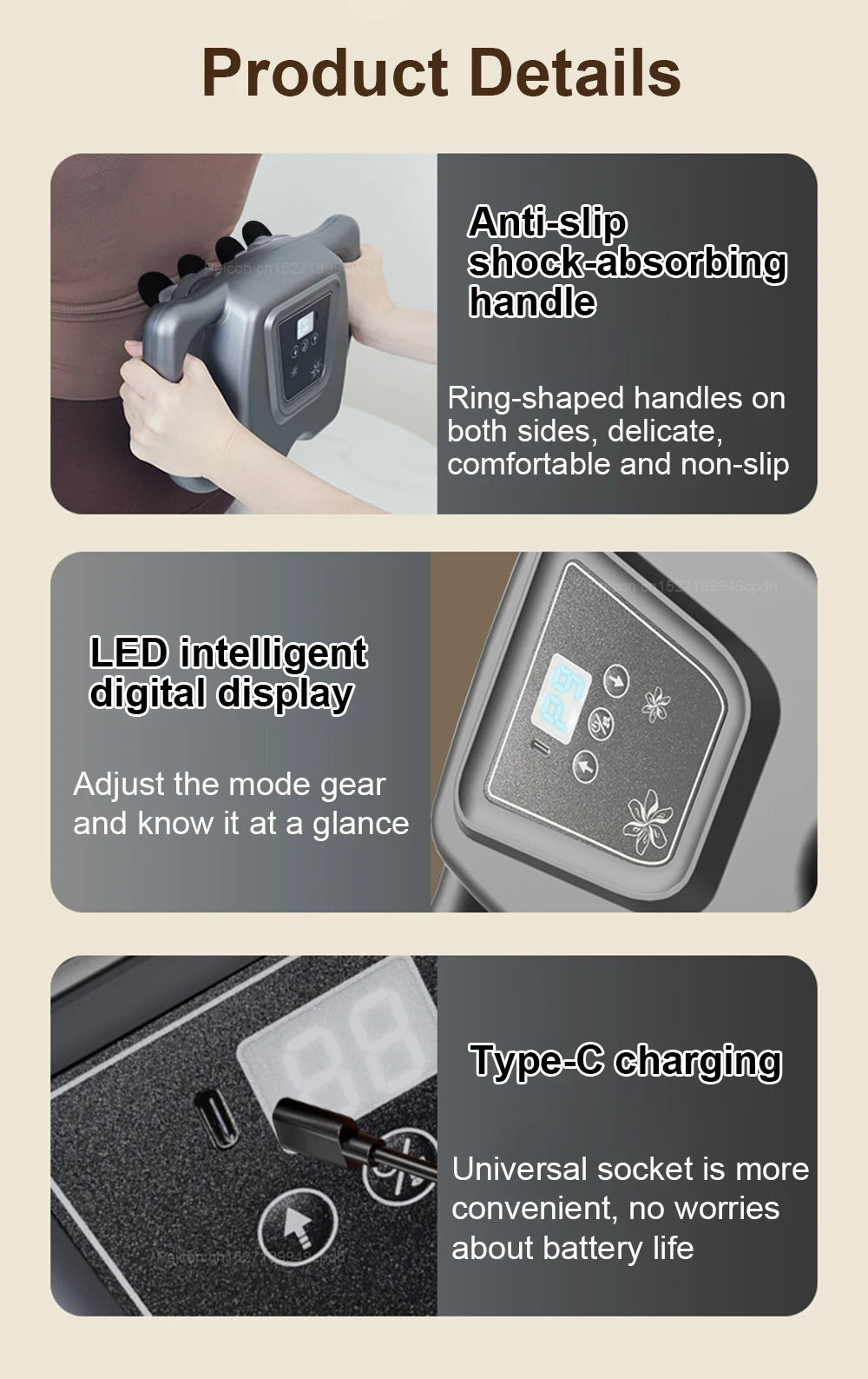 Fascia Massage Gun High frequency Body Neck Shoulder Back Waist Massager Professional Muscle Massage Machine 16-Head Fascia Gun
