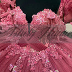 Customized Elegant Pink Quinceanera Dress Ball Gown Beads Applique Corset Pageant Sweet 15 Party Tiered Ruffle Prom Party Dress