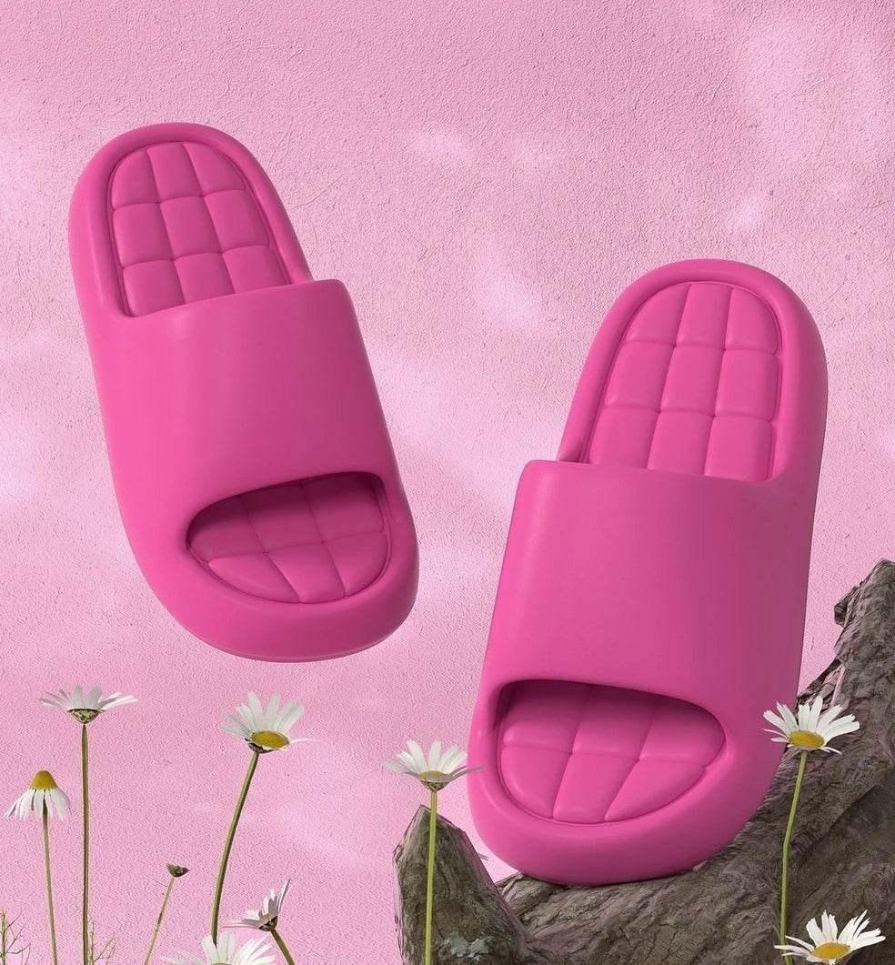 Unisex Bathroom Slippers Cloud Cushion Slides Summer Flat Sandals Thick Platform Shoes Man Indoor Non-Slip Couple Flip Flops