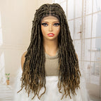 Synthetic Full Lace Locs Braided Wigs for Black Women 24 inches Knotless Box Dreadlock Braids Wig Lace Frontal Braiding Wig