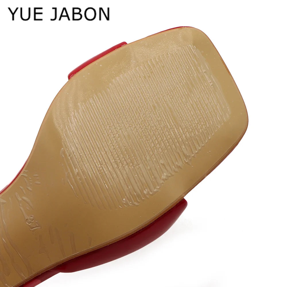 Black Red High Heel Slippers Women Open Toe Slingback Sandals Female Pumps Square Toe Summer Simple Designer Heeled Sandals