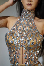 Luxurious Blue Diamond Sparkling Tassel Jazz Dance Performance Clothing Basketball Baby Performance Clothing Cheerleading Short