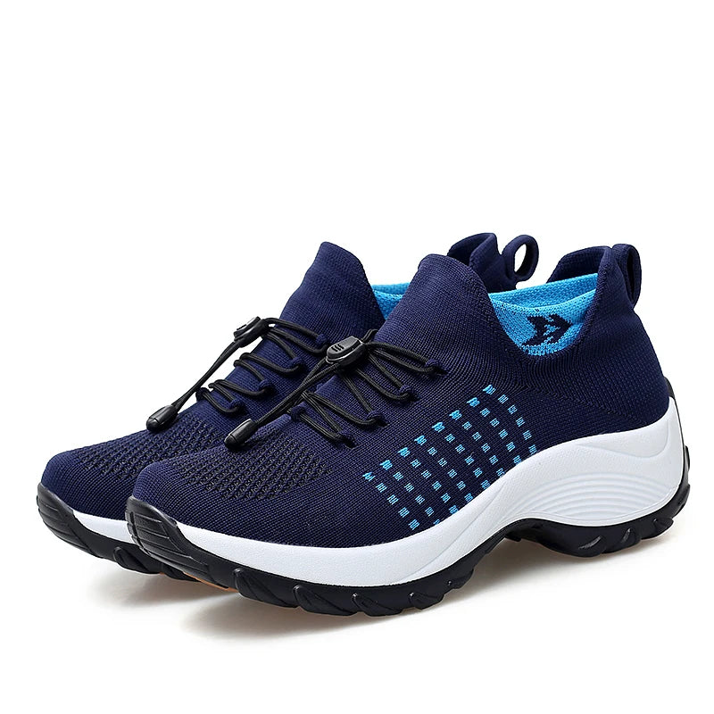Women Walking Shoes Breathable Fly Weaving Sneakers Non Slip Casual Shoes 7 Color Size 35-45