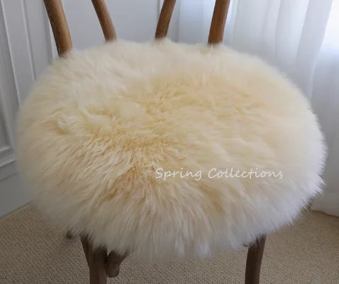 35/40/45CM 100% Pure Sheepskin Wool Hairy Floor Carpet Rugs Round Chair Cushion Seat Pad Covering Soft