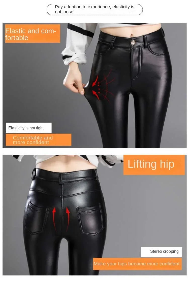 High Waist Faux Leather Leggings – Warm Winter Pants