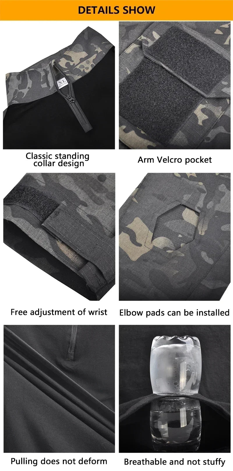 Softair Outdoor Long Sleeve Tactical Shirts Combat Shirt 1/4 Zipper Ripstop Wear-resisting Camo Airsoft T Shirts Men Clothing